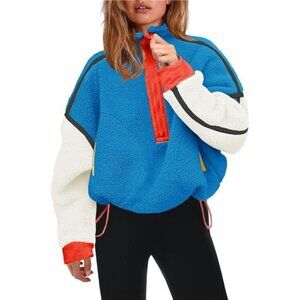 Panadila Womens Half Zip Sherpa Fleece Pullover Soft Oversized Sweatshirt with